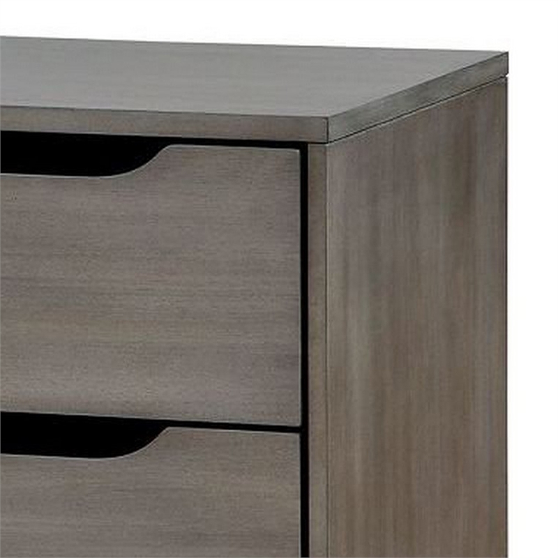 Queen Bedroom Set in Gray Wood - 2 Piece Set with Nightstand