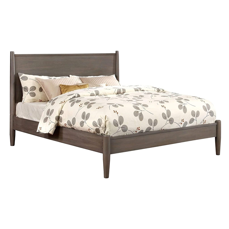 Queen Bedroom Set in Gray Wood - 3 Piece Set with 2 Nightstands