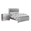 2-Piece Queen Bedroom Set - Silver Finish Bed & Matching Nightstand