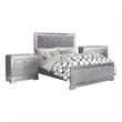 3-Piece Queen Bedroom Set - Silver Finish Bed & Matching Nightstand