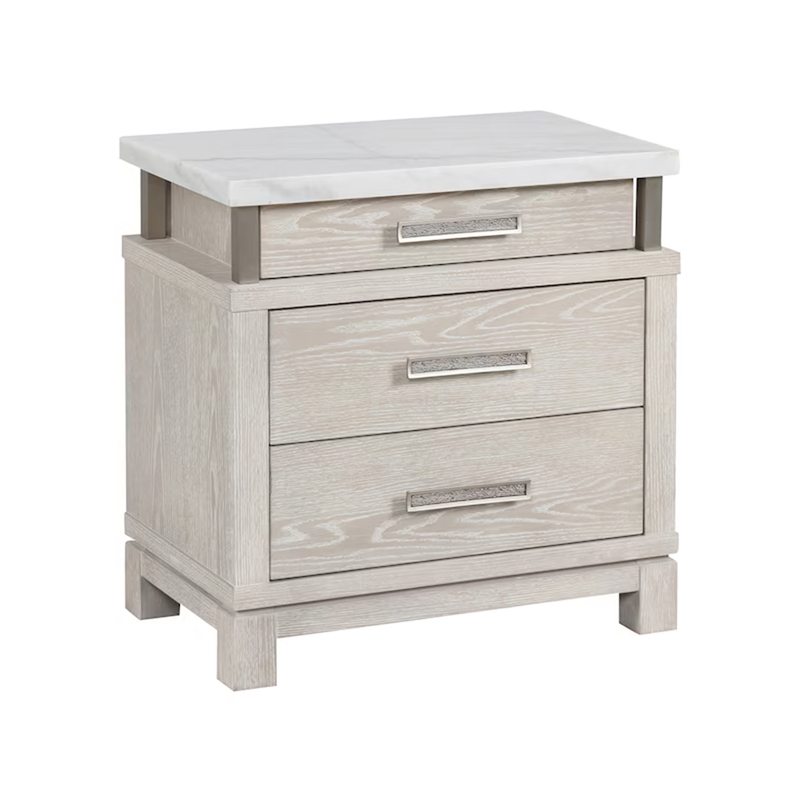 Queen Bedroom Set in Weathered Gray Wood w White Accent-2 Piece Set w Nightstand