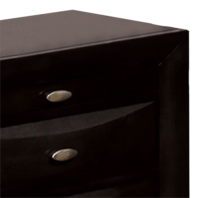 Queen Bedroom Set in Black & Nickel Wood - 2 Piece Set with Nightstand