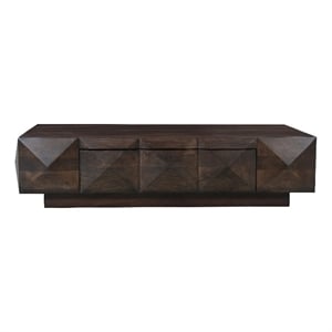 Benzara 48&quot Coffee Table featuring Diamond Carved Panels in Walnut Brown