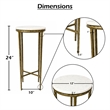 Benzara Accent Side End Table with White Marble Round Top in Brass Finish