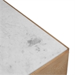 38 Inch Square Coffee Table-Natural White Marble Top- Solid Mango Wood Base-Sandblasted Light Brown