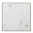 38 Inch Square Coffee Table-Natural White Marble Top- Solid Mango Wood Base-Sandblasted Light Brown