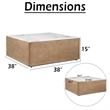 38 Inch Square Coffee Table-Natural White Marble Top- Solid Mango Wood Base-Sandblasted Light Brown