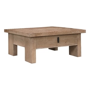 Benzara 36&quot Square Coffee Table with 2 Drawers + Panel Legs in Matte Brown