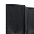Benzara Cava 3 Panel Folding Mango Wood Divider with Sunburst in Black