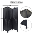 Benzara Cava 3 Panel Folding Mango Wood Divider with Sunburst in Black