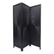 Benzara Cava 3 Panel Folding Mango Wood Divider with Sunburst in Black