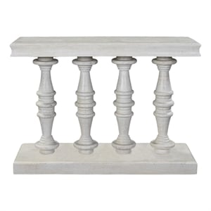 Benzara 42&quot Mango Wood Top Shabby Chic Console Table in White