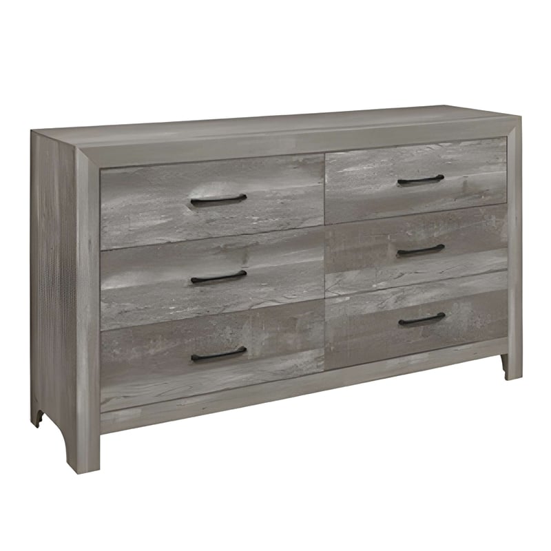 King Bedroom Set- Gray- 4 Piece Set with 2 Nightstands and Dresser