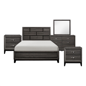 Queen Bedroom Set- 5 Piece Set w 2 Nightstands- Dresser-Mirror