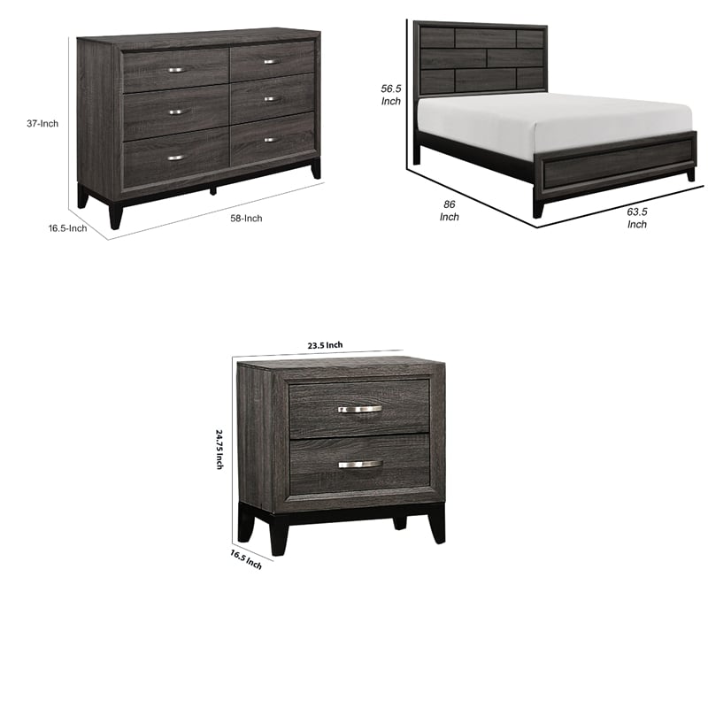 Queen Bedroom Set- 4 Piece Set with 2 Nightstands and Dresser