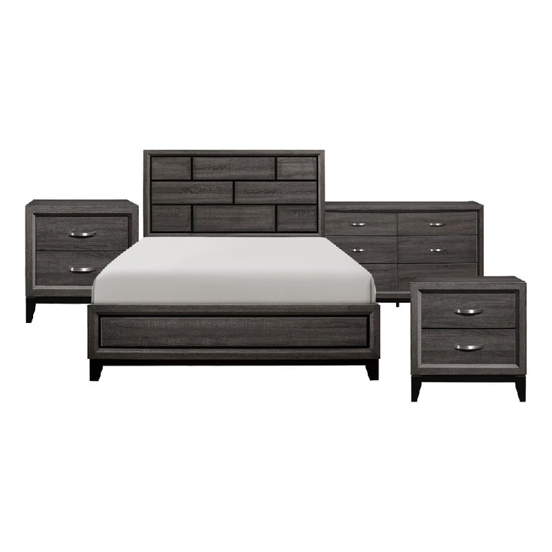 Queen Bedroom Set- 4 Piece Set with 2 Nightstands and Dresser