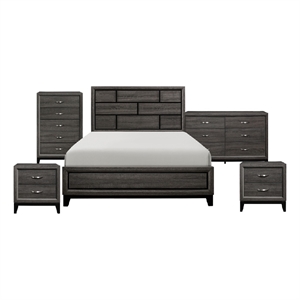 Queen Bedroom Set- 5 Piece Set with 2 Nightstands- Dresser- and Chest