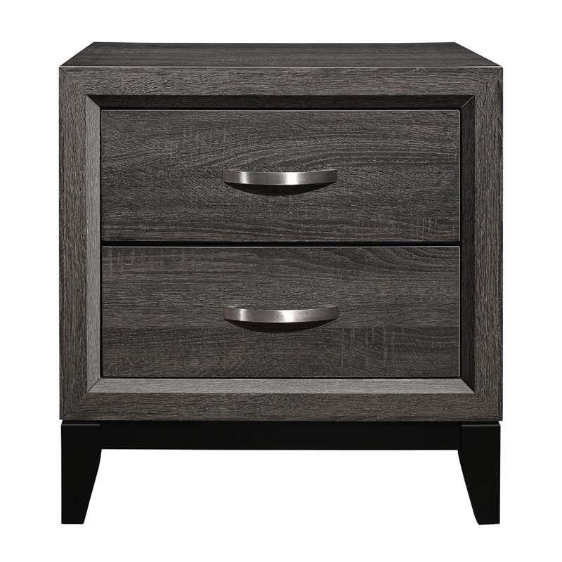 Queen Bedroom Set- Drawer Storage- Gray- 3 Piece Set with 2 Nightstands