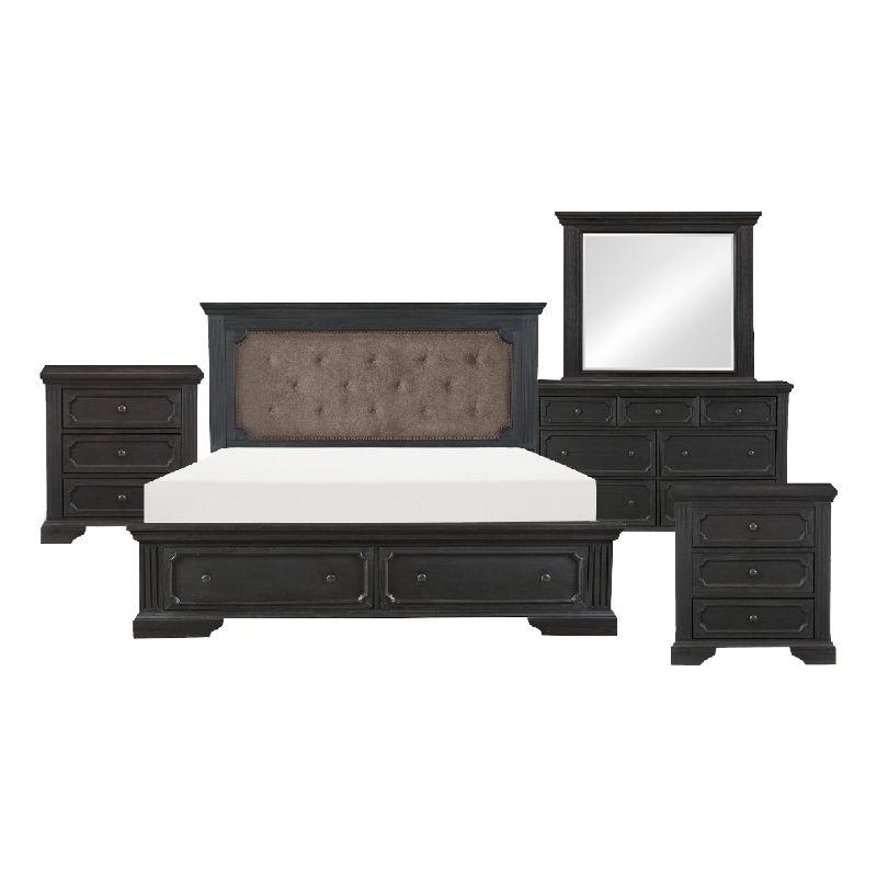 Queen Bedroom Set- 5 Piece Set with 2 Nightstands- Dresser- and Mirror