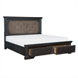 Queen Bedroom Set- Drawer Storage- Gray- 3 Piece Set with 2 Nightstands