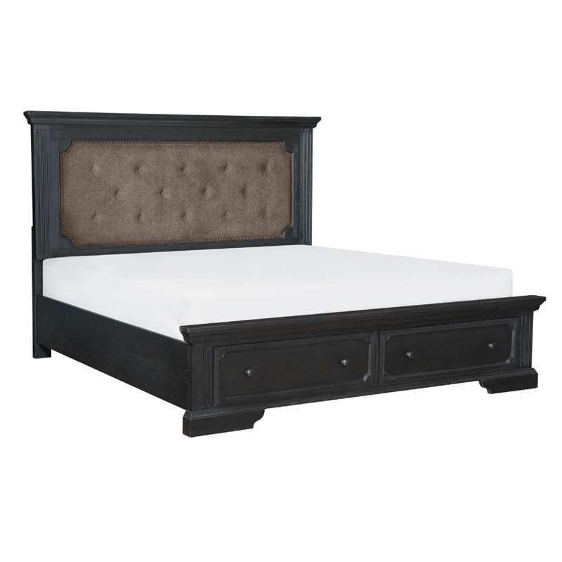 Queen Bedroom Set- Drawer Storage- Gray- 2 Piece Set with Nightstand
