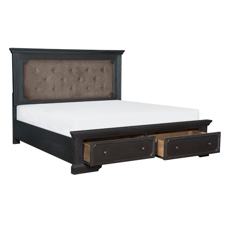 Queen Bedroom Set- Drawer Storage- Gray- 2 Piece Set with Nightstand