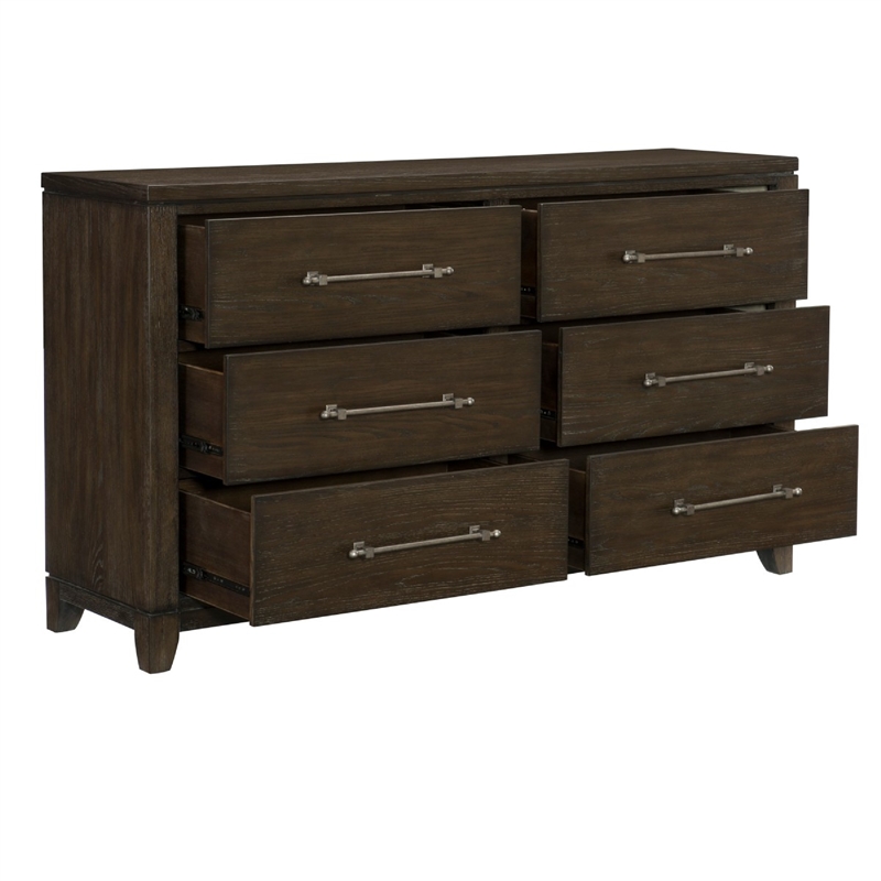 Queen Bedroom Set-Brown- 4 Piece Set w 2 Nightstands and Dresser