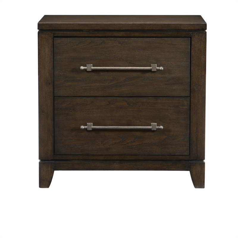 Queen Bedroom Set- Drawer Storage- Brown- 2 Piece Set with Nightstand