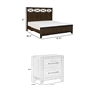 Queen Bedroom Set- Drawer Storage- Brown- 2 Piece Set with Nightstand