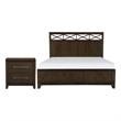 Queen Bedroom Set- Drawer Storage- Brown- 2 Piece Set with Nightstand