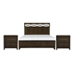 Queen Bedroom Set- Drawer Storage- Brown- 3 Piece Set with 2 Nightstands