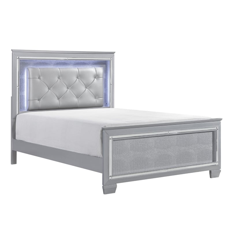 Queen Bedroom Set-Gray- 4 Piece Set with 2 Nightstands and Dresser