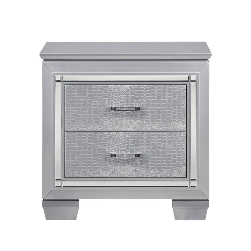Queen Bedroom Set-Gray- 4 Piece Set with 2 Nightstands and Dresser