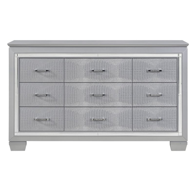 Queen Bedroom Set-Gray- 4 Piece Set with Nightstand- Dresser- and Chest