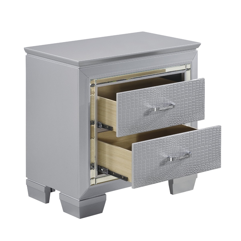 Queen Bedroom Set- Drawer Storage- Gray- 3 Piece Set with 2 Nightstands