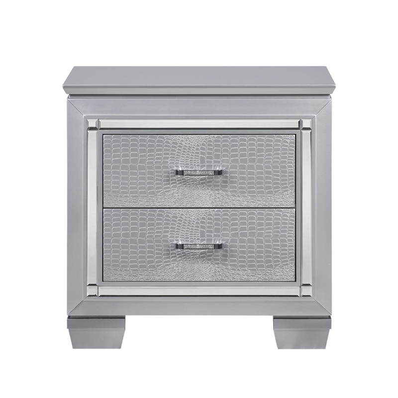 Queen Bedroom Set- Drawer Storage- Gray- 3 Piece Set with 2 Nightstands