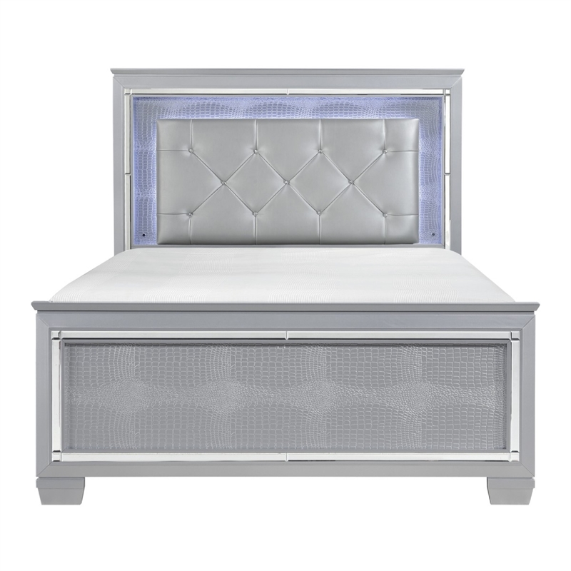 Queen Bedroom Set- Drawer Storage- Gray- 3 Piece Set with 2 Nightstands