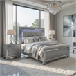Queen Bedroom Set- Drawer Storage- Gray- 3 Piece Set with 2 Nightstands