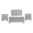 Queen Bedroom Set- Drawer Storage- Gray- 3 Piece Set with 2 Nightstands