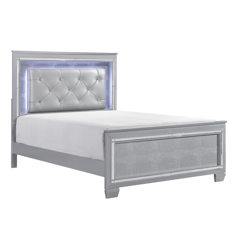 Queen Bedroom Set- Drawer Storage- Gray- 2 Piece Set with 1 Nightstands