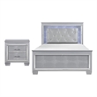 Queen Bedroom Set- Drawer Storage- Gray- 2 Piece Set with 1 Nightstands