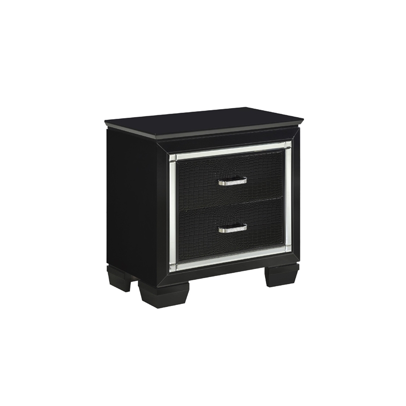 Queen Bedroom Set- Black- 4 Piece Set with 2 Nightstands and Dresser