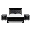 Queen Bedroom Set- Drawer Storage- Black- 3 Piece Set with 2 Nightstands