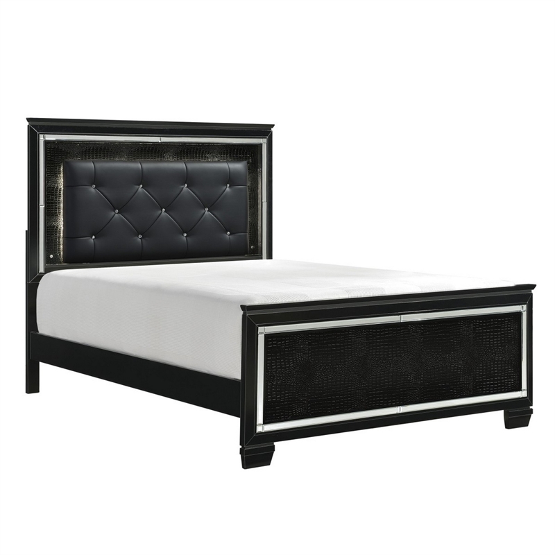 Queen Bedroom Set- Drawer Storage- Black- 2 Piece Set with Nightstand