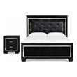 Queen Bedroom Set- Drawer Storage- Black- 2 Piece Set with Nightstand
