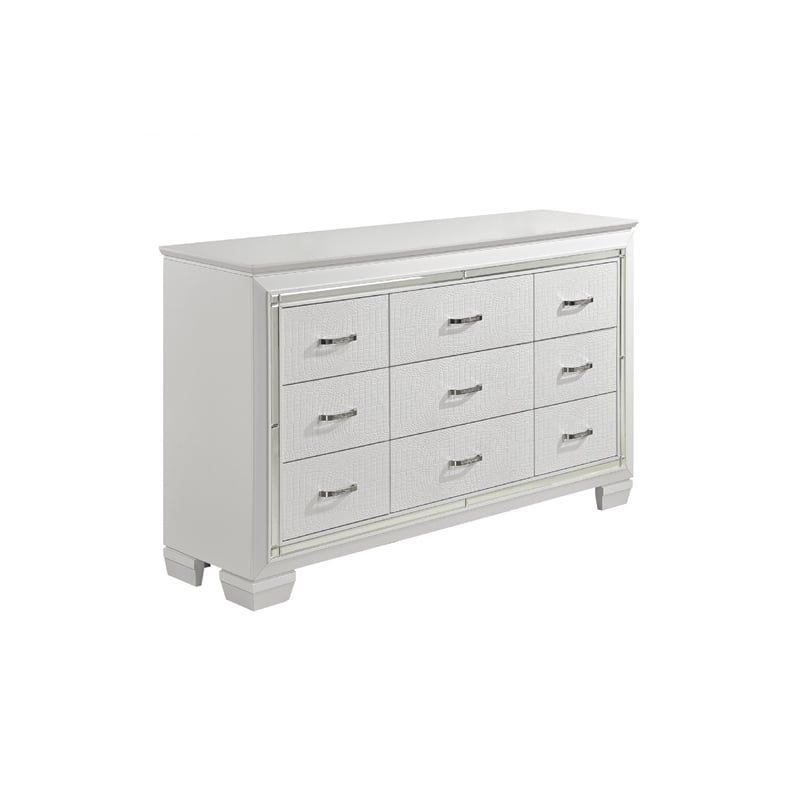 Full Bedroom Set- White- 4 Piece Set with Nightstand- Dresser- and Mirror