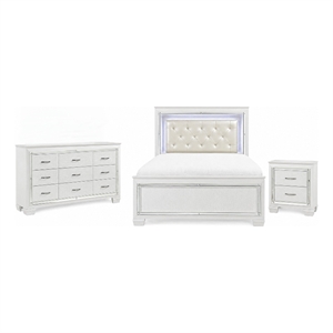 Full Bedroom Set-White- 3 Piece Set with Nightstand and Dresser