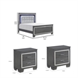 Queen Bedroom Set- Drawer Storage- Gray- 3 Piece Set with 2 Nightstands