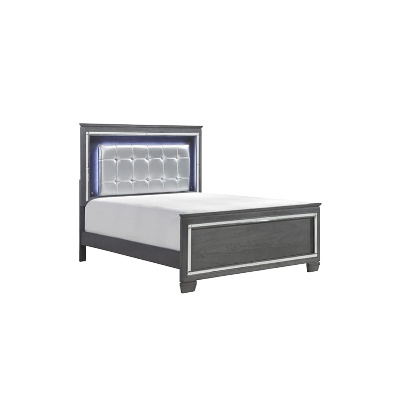 Queen Bedroom Set- Drawer Storage- Gray- 2 Piece Set with Nightstand