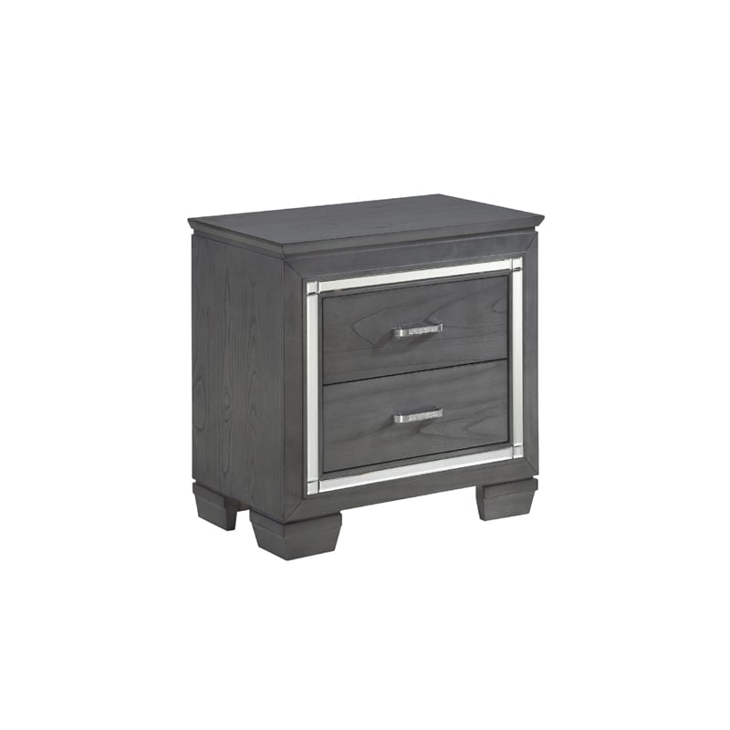 Queen Bedroom Set- Drawer Storage- Gray- 2 Piece Set with Nightstand